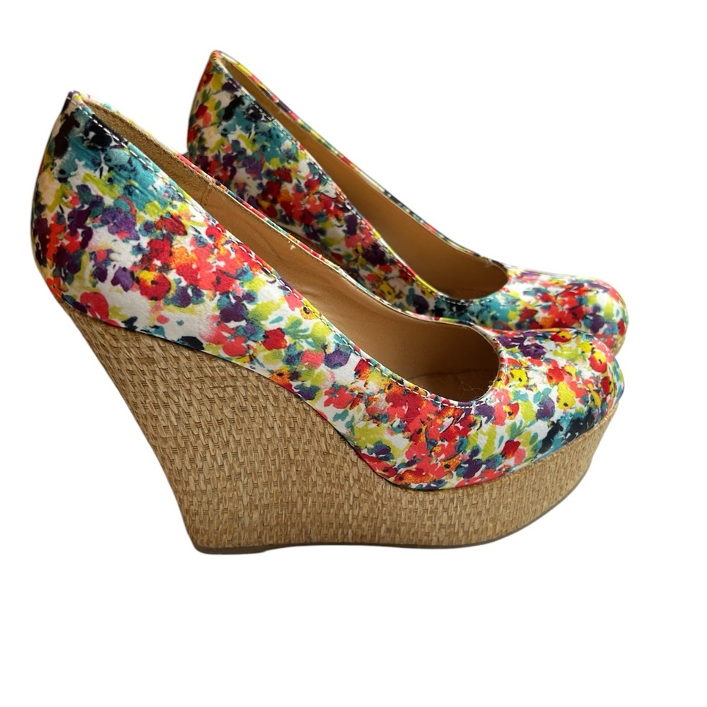 Brash Wedge High Heel Sandals Colourful Floral Pattern Size 9